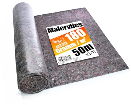 BigDean Premium Malervlies 180g/m² 50m Rolle mit Durchsickerungsschutz – Abdeckvlies wiederverwendbar für Malerbedarf & Heimwerker