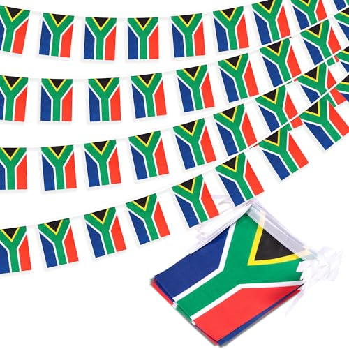 Südafrika String Flag Wimpel Banner, kleine Mini Südafrikanische Flaggen Wimpelkette Banner, Nationallanddekoration für Schule, Party, Sportveranstaltungen, patriotisches Festival, 33 Fuß 30 Flaggen