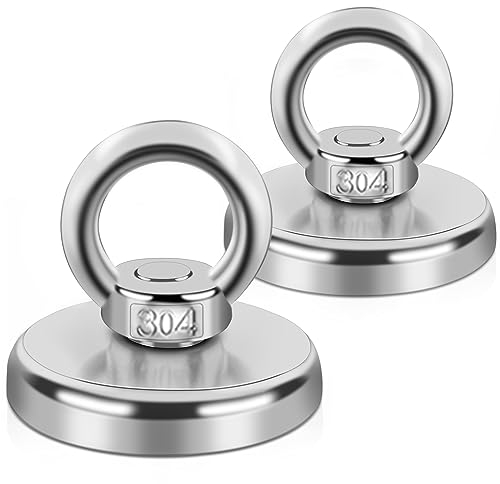 Magnete Stark Neodym Magnete Extra Stark Magnetfischen, 42 mm Super Starker Angelmagnet mit Loch für Zuhause, Werkstatt,Teichbergung, zum Magnetfischen in Seen,Rasen,Ozean 2 Stück
