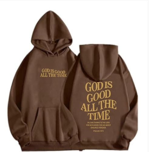 Lässiger, wendbarer, langärmliger Kapuzenpullover für Damen mit Buchstabendruck Tasche Karo Kauer Damen