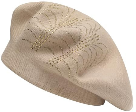 ZLYC Damen Winter Baskenmütze Französische Barett Doppelschicht Warm Beret(Einfarbig Tan),Einheitsgröße