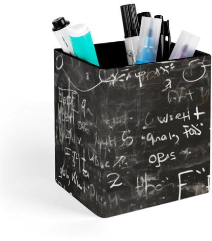 JTKBNVM Square Leather Pencil Holder Blackboard Wallpaper Pen Holder Soft Minimalist Desk Pen Cup Stand Waterproof Multifunctional Office Supplies for Home Office