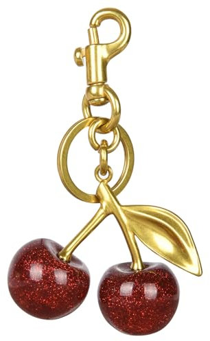 HOTUT Kirsch Anhänger für taschen, Schlüsselanhänger Kirsch Taschenanhänger, Kirsch Bag Charm, für modischer Taschen, handtaschen,Schlüssel-Accessoire (gold Blatt)