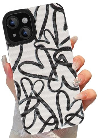 Xylota Handyhülle für iPhone 14 6,1 Zoll Hülle, Wave Simple Stripes Kameraschutz Schutzhülle, Aesthetic Wellen Design Weiche TPU Stoßfeste Silikon Men Mädchen Kratzfest Case für iPhone 14, Liebe