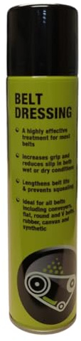 BELT DRESSING SPRAY 400ml, A HIGHLY EFFECTIVE BELTS DRESSING SPRAY TREATMENT SUITABLE FOR ALL TYPES OF BELT DRIVES INCREASES GRIP REDUCES SLIP