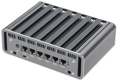 Fanless Firewall Mini PC 12th CPU Intel N100(up to 3.4GHz), 6 x Intel 2.5GbE i226 LAN Ports, Network Gateway Soft Router, Industrial pc AES NI/HD/COM//WiFi 8GB DDR5 128GB M.2 NVME SSD