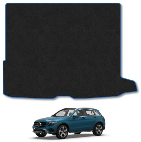 Mercedes GLC (2016-2023) Carpet Boot Mat | Blue Edge Trim Tailored Fit Boot Liner Full Coverage Protection Accessories Easy Clean Anti Slip Made in the UK