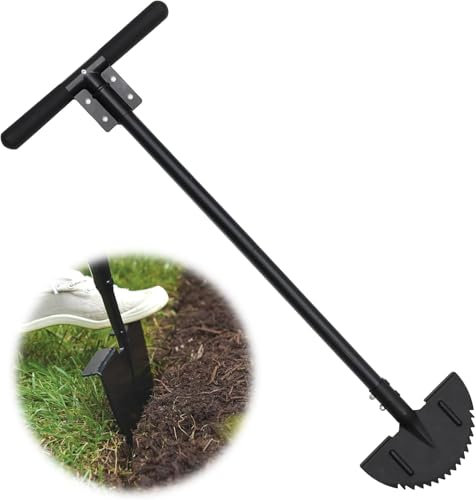 FLY HAWK Rasenkantenschneider, 93 cm, manuelles Graskantenwerkzeug, Gartenbegrenzung, Schneide mit professionellem scharfem Halbmond für Terrasse, Blumenbeete und Einfahrt, Schwarz