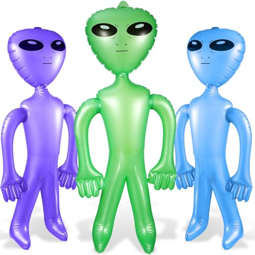 3 Stück Alien Aufblasbar, 73 cm Aliens Aufblasbares Spielzeug, Große Alien Ballon für Partydekorationen,Themenpartys,Geburtstag,Halloween