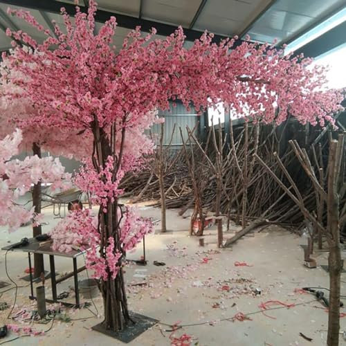 Árbol de cerezo artificial, gran flor de seda rosa, decoración de árbol de deseos