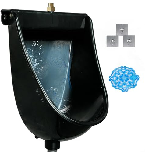 Wall Mounted Commercial Urinal Universal Washout TopSpud Urinal Bathroom Waterless Urinal for Men Plastic Toilet Garage Urinal Urine Diverter Outdoor Urinal With Hose For Home Shed Backyard RV (black