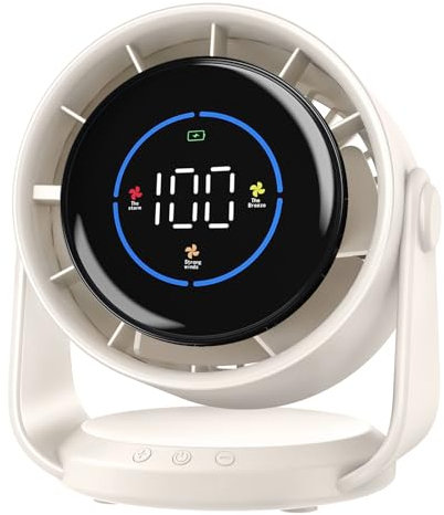 Ventilatore da Tavolo Silenzioso, Potente e Regolabile Display LED 100 velocità Ventilatore da parete Lnclinazione Variabile a 105° Raffreddamento silenzioso Per Camera, Soggiorno, Cucina, Viaggiare