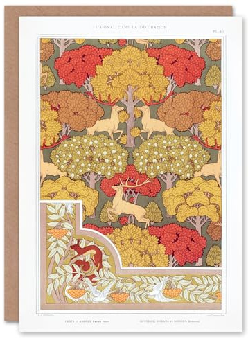 Artery8 Maurice Pillard Verneuil Art Card Stag Deer Trees Pattern