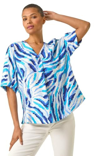 Roman Short Sleeve Shirt for Women UK Ladies Tunic Top Summer Blouse Casual Smat T-Shirt Spring Work Cocktail Party Going Out Special Occassion Holiday V-Neck