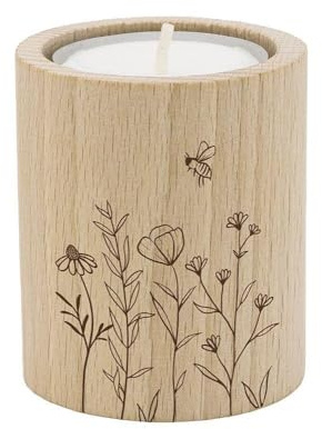 Blumenwiesenlicht: Teelichthalter (Wood-Art)