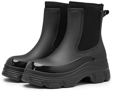 ZEPYFXIT Stivali da Pioggia Donna Impermeabili Chelsea Stivali di Gomma Galosce Eleganti Giardinaggio Scarpe Antiscivolo per Inverno Polacchine