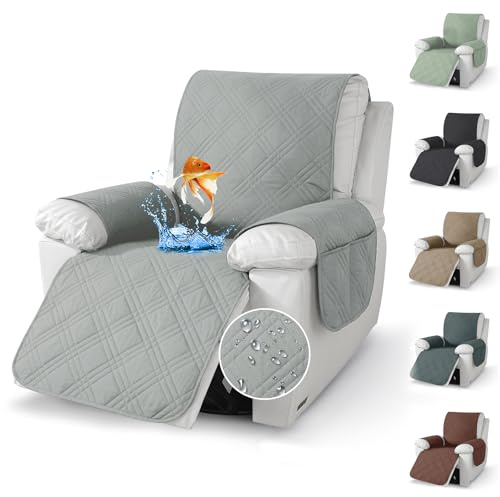 Chingcoo Sesselschoner für Fernsehsessel, 100% Wasserdicht Sesselbezug für Relaxsessel, Anti-Rutsch Antifouling 1 Sitzer Sesselschoner mit Taschen，Möbelschutz 91x79in
