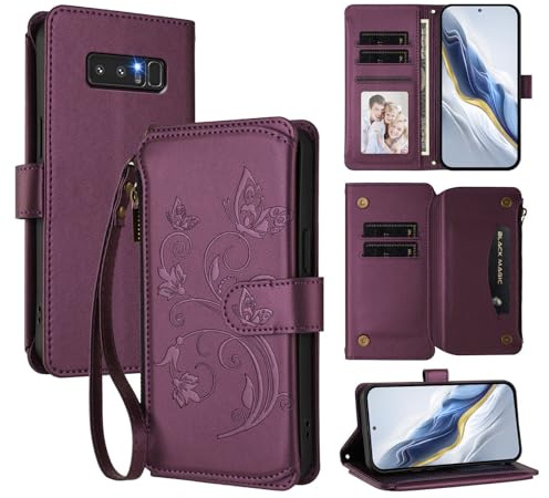 JayModCase Hülle für Samsung Galaxy Note 8 Wallet Case Premium PU Leder Magnetische Flip Folio Design Ständerfunktion Handy Hüllen Handyhülle für Samsung Note 8 - Dunkelviolett