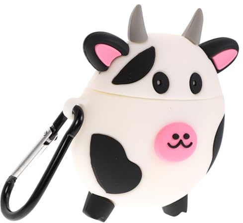 VANZACK Silikon Earbuds Case Kuhform Schutz Hülle Kompatibel mit Airpods Generation Weicher Staubdicht Stoßfester Kopfhörer Schutz mit Aufhängeöse und Dekoration Zufällige Zufällige Farbe