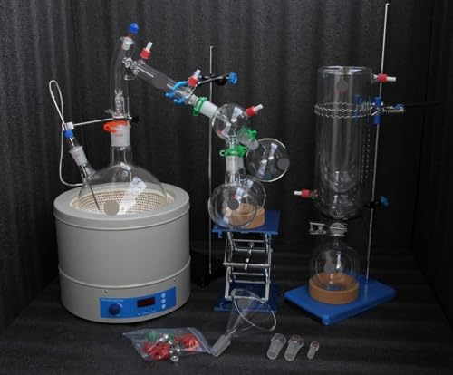 5000ml Glass Short Path Distillation Kit with Cold Trap & Magnetic Heating Mantle - Complete Laboratory Equipment