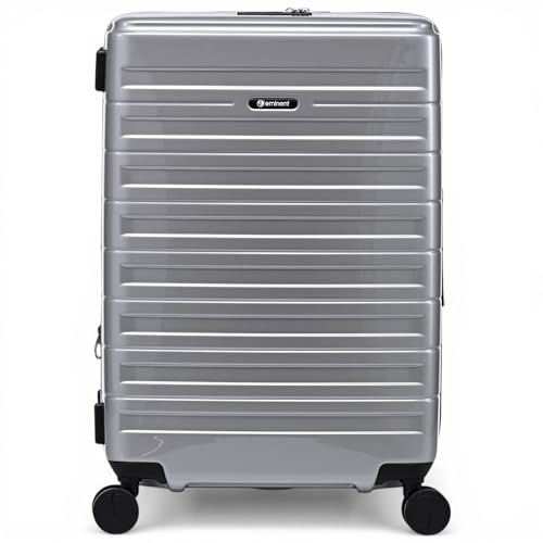 Eminent Voyager Koffer Mittelgroß leicht, Hartschalenkoffer Trolley | Reisekoffer mittelgroß, 3,4 kg leicht, 71L, 4 Rollen, erweiterbar 67x44x26 auf 30, TSA Schloss, Makrolon, Silber