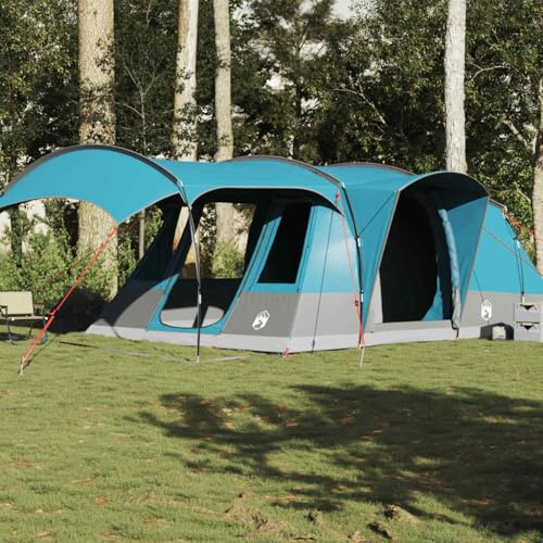 Tunnel Tent 5 Person Blue Waterproof Camping Tent with Awning 185T Polyester PU Coated for Outdoor & Travel