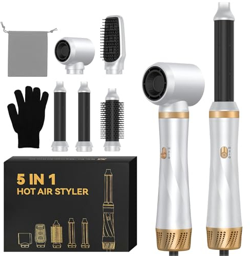 Magic Air Styler 5 in 1 Hair Styler, Hot Air Styler Set with Curl, Straighten, Volumise, Smooth and Hairdryer Brushes for Styling, Blow Dryer Brush, Hair Styler for All Hair Type/Length