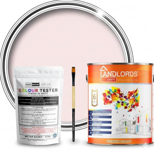 Landlords Sample Colour Tester Pot 25ml with Brush - Multi-Surface Paint For Interior Walls, Outdoor Garden & Exterior Walls, High Durability Multi-Feature (Baby Pink)