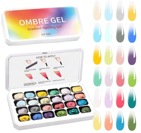 Set De Arte De Uñas De Gel De Pintura - Arte De UñasDegradado De Esmalte De Uñas De 24 Rejillas, De Gel De Dibujo De Paleta De Colores | Equipo Profesional Del Pigmento De La Manicura Para El