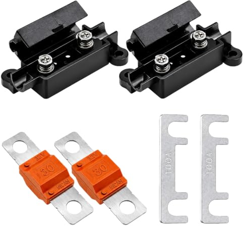 2PCS Midi Fuse Holders +2Pcs 100A E-Type +2Pcs 30A ANS Flat Bolt-Down Fuses