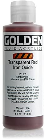 Or 0002385-4 4 oz - 118ml - Fluid Peinture acrylique Color Paint Bottle - Transparent oxyde de fer rouge