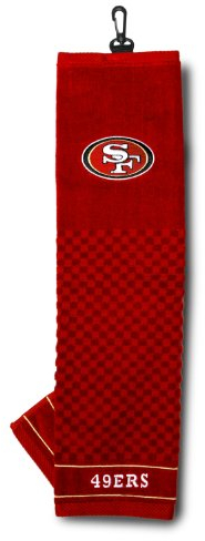 Team Golf NFL San Francisco 49ers Besticktes Golf-Handtuch, Besticktes Golf-Handtuch, Kariertes Scrubber-Design, gesticktes Logo