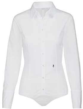 Seidensticker Damen Bodybluse Langarm Slim Fit Uni Bügelfrei Bluse, Weiß, 40 EU