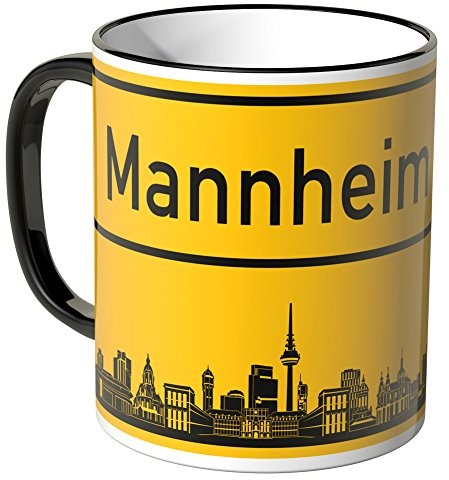 WANDKINGS® Tasse, Skyline Mannheim - Schwarz, Keramik, 0,3 l, Spülmaschinenfest