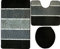 Orion Badgarnitur 3 TLG. Set 60x100 cm, farbig gestreift, WC Vorleger mit Ausschnitt für Stand-WC (schwarz grau)