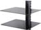 AVF AV Accessory Shelf Black - Tempered Glass AV Shelves 38cm Wide x 28cm Deep Under TV Storage, Safety Glass, Black Cable Management (Two Shelf)