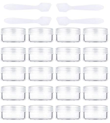 20 PCS Pots Cosmétiques Vide en Plastique Clair De Voyage Maquillage Crème DIY Conteneurs Pots avec Mini Spatule (10g / 10ml)