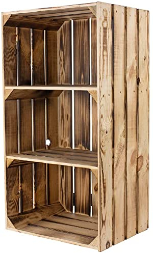 Moooble 2 geflammte Schränke aus Holz mit 2 Böden 68cm x 40cm x 31cm Holzregal Regal Obstkiste Kiste(2er Set)