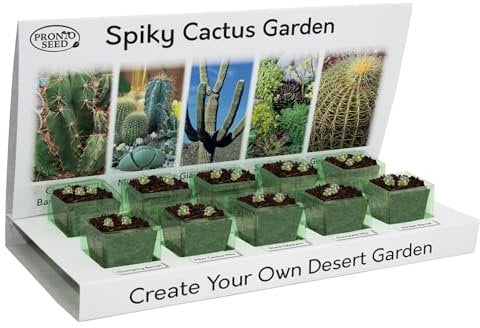 Pronto Seed Grow Your Own Cactus Kit with 5 Seeds Varieties - Indoor Growing Set with Sustainable Packaging Display - Gift for Women, Men - Beginner-Friendly (Cactus Kit)