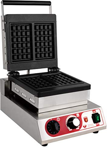 Beeketal 'BWA-11' Profi Gastro Waffeleisen mit antihaftbeschichteten Backplatten (2 x Rechtecke), Edelstahl Gehäuse, 50-250 °C, Timer: 0-5 Minuten, Waffelautomat für z.B. belgische Waffeln
