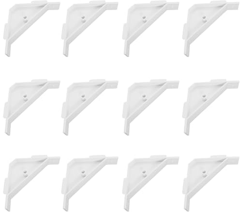 AXLIZER 12PCS 90 Degree Cabinet Triangle Bracket Plastic White Corner Support Braces for Furniture Cabinets and Other Accessories