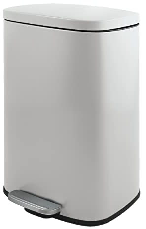 Spirella Mülleimer, Abfalleimer, Treteimer für die Küche, 30 Liter, Softclose, Inneneimer aus Kunststoff, mit Fußpedal Weiß