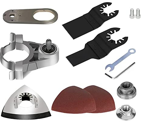 VOBOR Amoladora de ángulo Convertidor, Adaptador de Amoladora Angular Hojas, Herramienta Oscilante Convertidor De Amoladora Angular Para Cortar Madera, Raspar Uñas, L(10 milímetros de rosca)