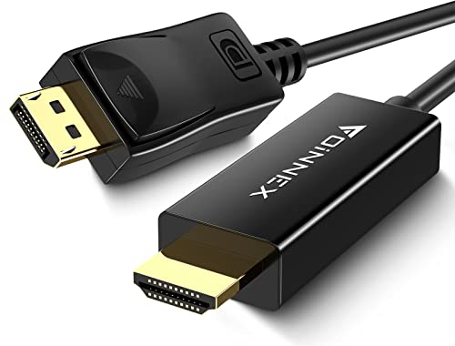 FOINNEX Câble DisplayPort vers HDMI 4K 30Hz, Câble DP vers HDMI 2M UHD HDR, Display Port to HDMI Cable Mâle DP to HDMI Câble (Audio&Vidéo) pour Laptop,PC,Desktop à Moniteur,TV,Projecteur