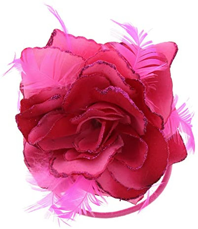 Topkids Accessories Rose Flower Hair Clip Hairband Floral Corsage Fascinator Hair Band Aligator Beak Grip for Women & Girls Wedding Prom Party Special Occasion (Fuchsia 2Tone)