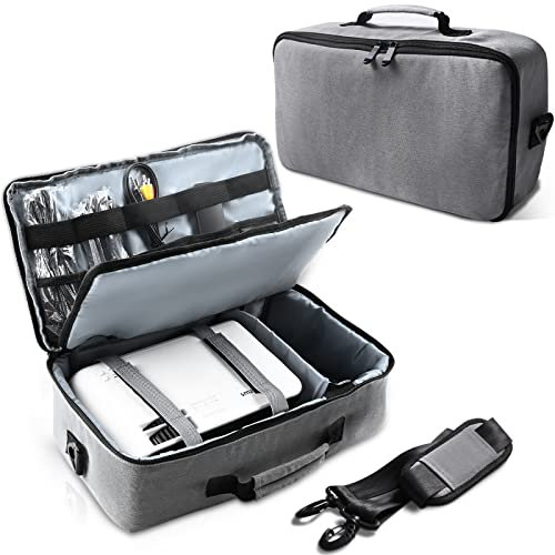 smanic Projector Case, Projector Travel Carrying Bag with Adjustable Shoulder Strap & Compartment Dividers for for Acer, Epson, Benq, LG, Sony (Large)