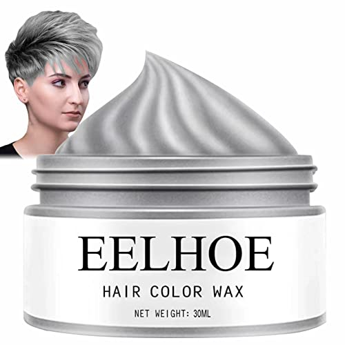 Jomewory Silbergraues Haarfärbewachs Sofortiges Haarstyling-Creme Schlamm Graues Haarspray Temporäres Haarfärbewachs Schlamm für Männer und Frauen, glatt, feuchtigkeitsspendend und waschbar