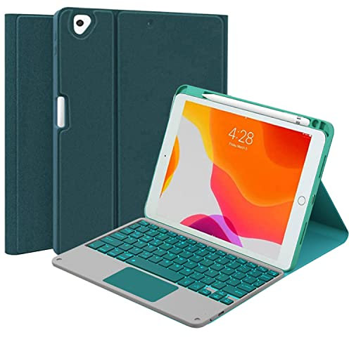 QYiiD Funda para iPad Mini con teclado táctil compatible con iPad Mini 5/4/3/2/1, teclado retroiluminado magnéticamente desmontable, funda inteligente con soporte para lápiz para iPad Mini 5/Mini 4,