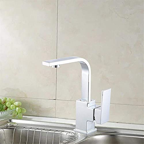 ZEDARO L-förmiger Single-Connected-Küchenarmatur Kupfer-Kalt- und Warmwasser-Mischbatterie Vertikale Küchenarmatur Küchenspüle Wasserhahn Einhand-Rotation