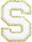 GYGYL 3PCS Chenille Varsity Glitters Letters Patch, Iron On Large Size Letter Patches for Team Costume Decoration, Height 4-1/2In
